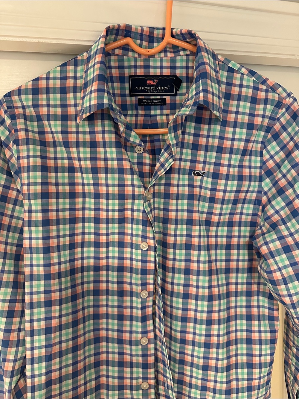 Vineyard Vines Blue, Green & Pink Plaid Button-Down Shirt. Boys L (16)